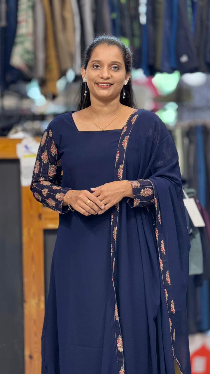 georgette kurti with shall
